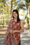 Saanvika Handblock Cotton Suit Set (Sleeves Attached)