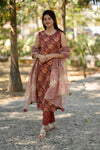 Saanvika Handblock Cotton Suit Set (Sleeves Attached)