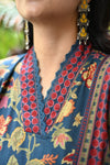 Yamini Teal Floral Delight Kurta Set