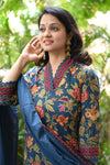 Yamini Teal Floral Delight Kurta Set