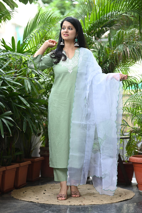 🌿 Eira – The Gentle Breeze Glow in Subtle Sophistication with Cotton & Organza Elegance 🌿