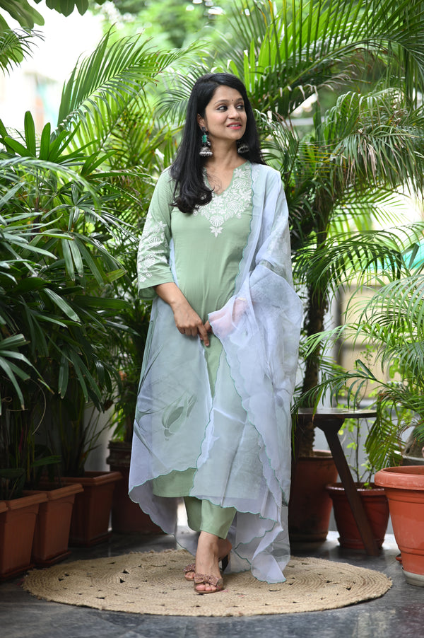 🌿 Eira – The Gentle Breeze Glow in Subtle Sophistication with Cotton & Organza Elegance 🌿