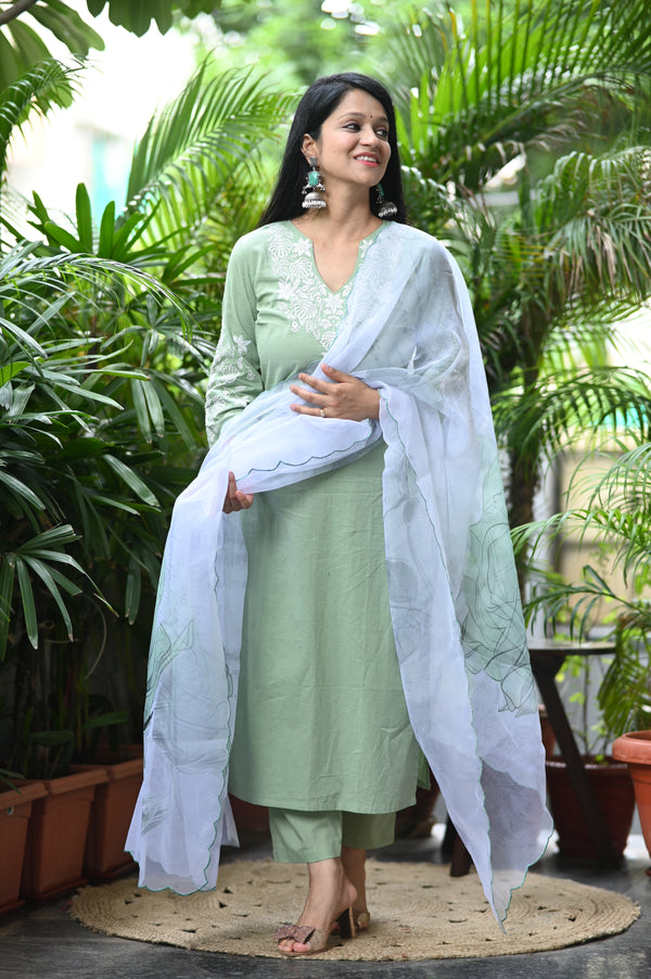 🌿 Eira – The Gentle Breeze Glow in Subtle Sophistication with Cotton & Organza Elegance 🌿