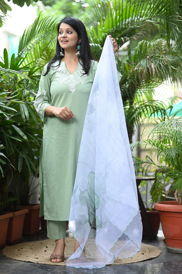 🌿 Eira – The Gentle Breeze Glow in Subtle Sophistication with Cotton & Organza Elegance 🌿