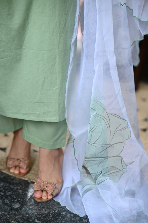 🌿 Eira – The Gentle Breeze Glow in Subtle Sophistication with Cotton & Organza Elegance 🌿