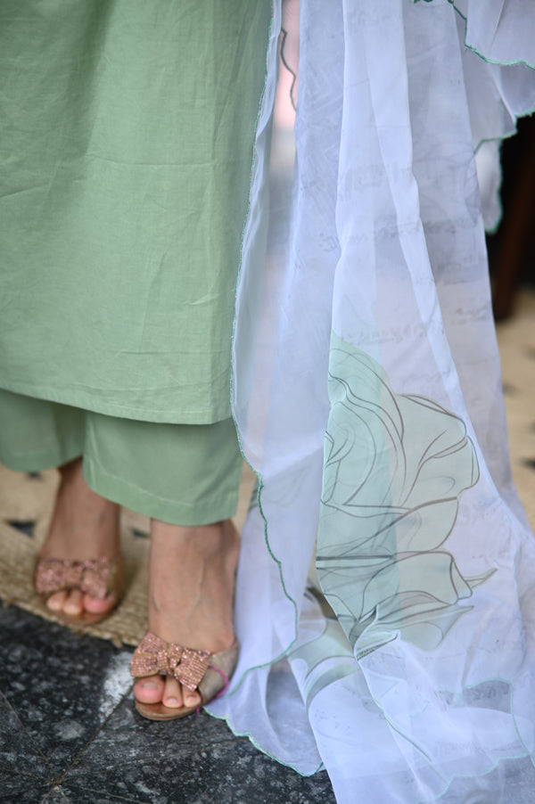 🌿 Eira – The Gentle Breeze Glow in Subtle Sophistication with Cotton & Organza Elegance 🌿