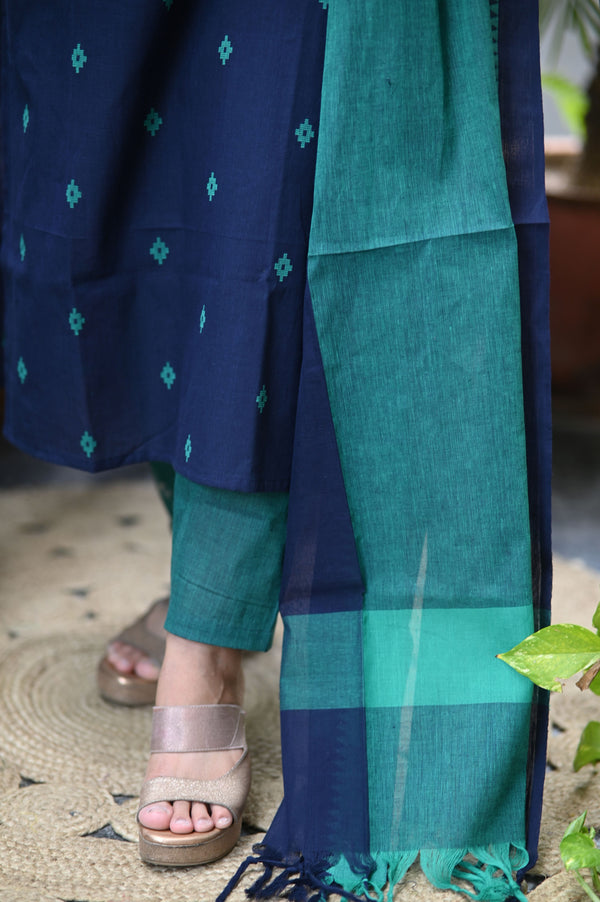 Sootra - Cotton Kurta Set with Woven Dupatta