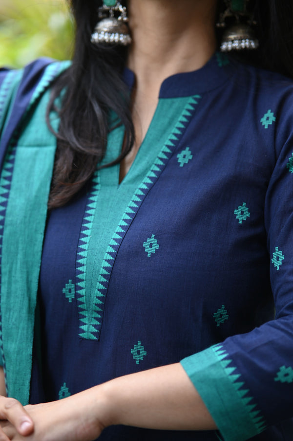 Sootra - Cotton Kurta Set with Woven Dupatta