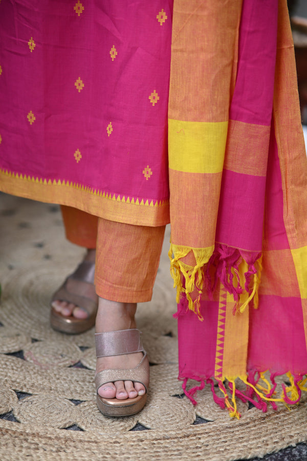 Sootra - Cotton Kurta Set with Woven Dupatta