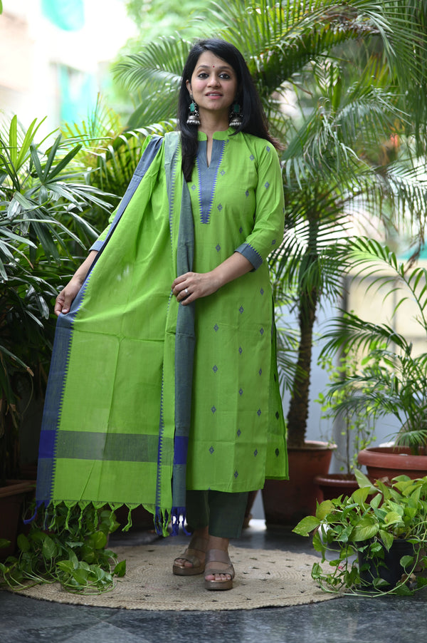 Sootra - Cotton Kurta Set with Woven Dupatta
