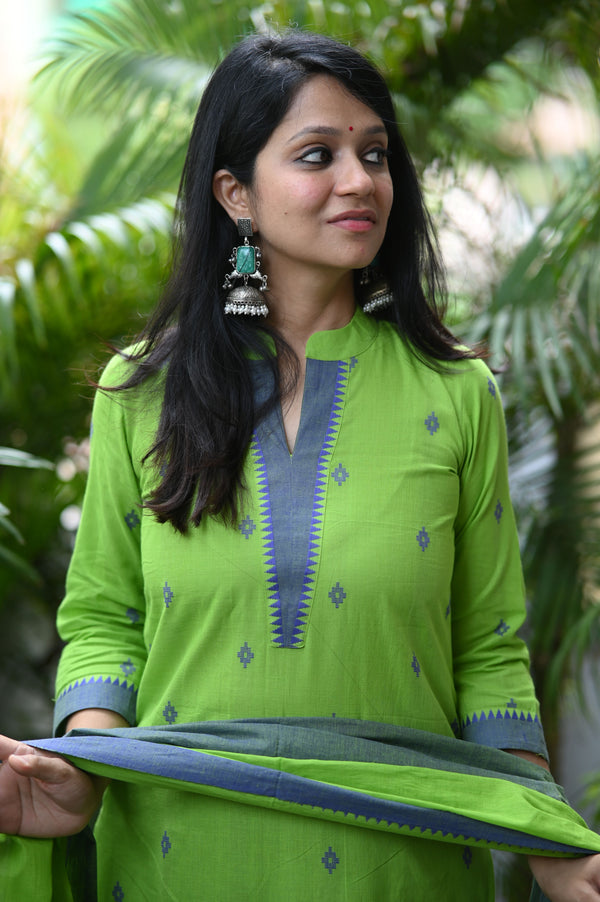 Sootra - Cotton Kurta Set with Woven Dupatta