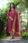 Sootra - Cotton Kurta Set with Woven Dupatta