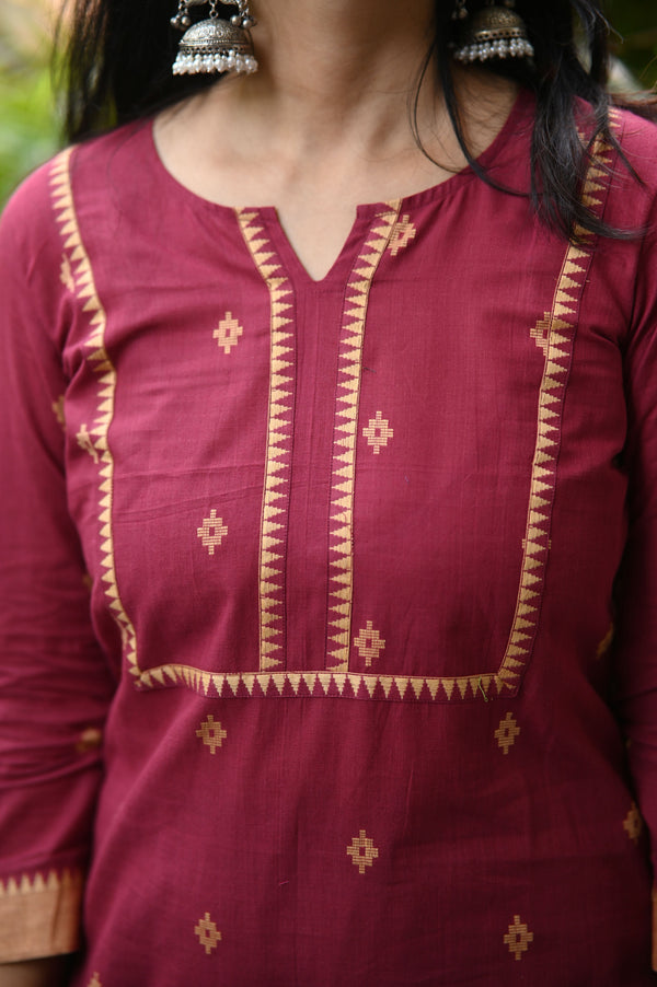 Sootra - Cotton Kurta Set with Woven Dupatta