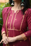 Sootra - Cotton Kurta Set with Woven Dupatta