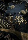 Kalini Black Gold Hand Block Anarkali Suit Sets
