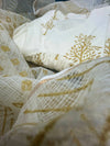 Kalini Cream Gold Hand Block Anarkali Suit Sets