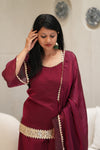 ✨Ruhani Royale Wine Banarasi Tissue Silk Sharara Set