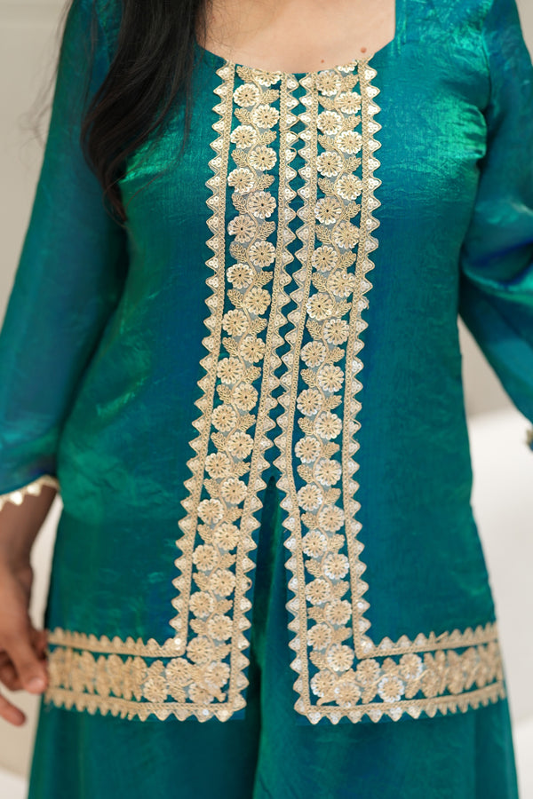 ✨Neeltara Royale Banarasi Tissue Silk Sharara Set
