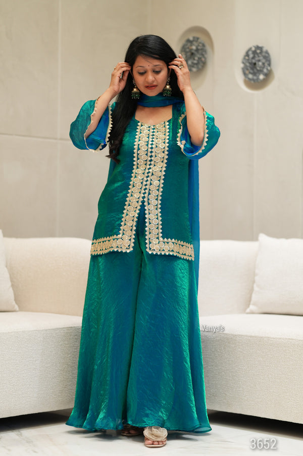 ✨Neeltara Royale Banarasi Tissue Silk Sharara Set