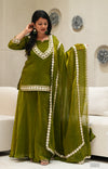 ✨Haritara Royale Banarasi Tissue Silk Sharara Set