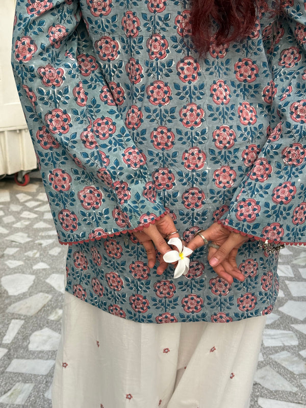 Meher Floral Kurta with Embroidered Farsi Pajama Set