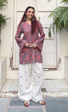 Ruhani Hand Block Kurta with Embroidered Farsi Set