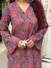 Ruhani Hand Block Kurta with Embroidered Farsi Set