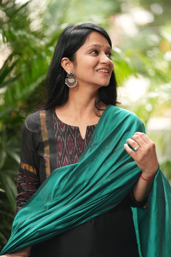 BlackTeal Echo - Pochampally Silk Elegance