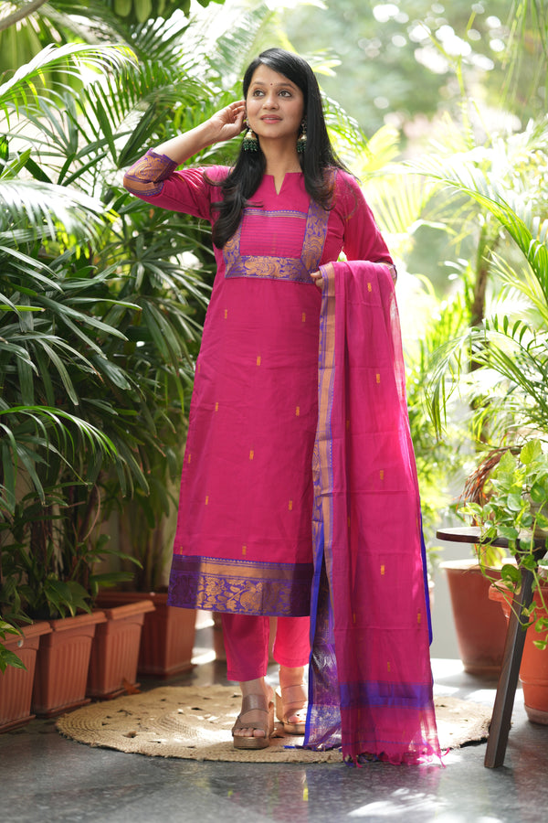 🧡 Kanchi Glow – Pink ,Rust & Violet Edition