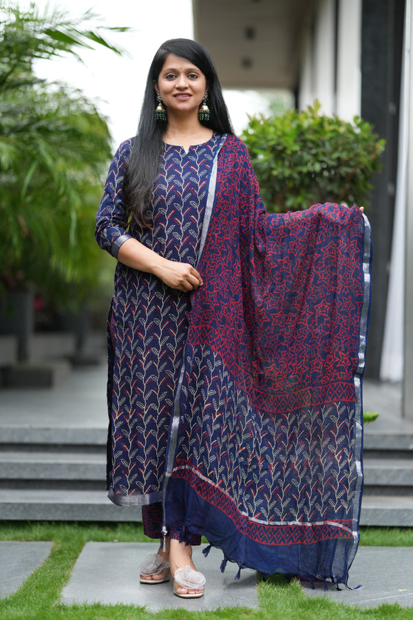 ✨ NayraaLinen Hand BlockPrinted Suit Set with lining
