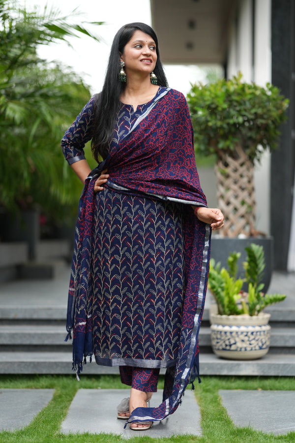✨ NayraaLinen Hand BlockPrinted Suit Set with lining