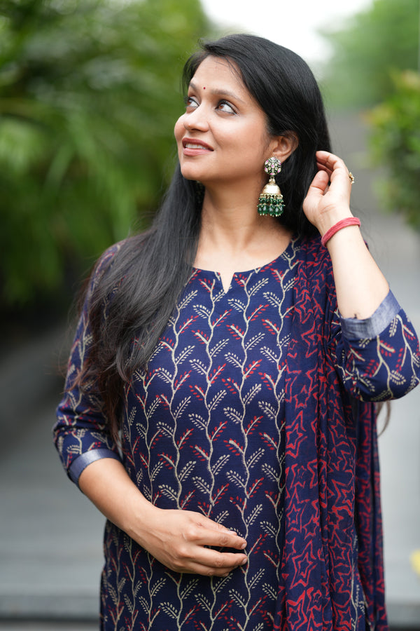 ✨ NayraaLinen Hand BlockPrinted Suit Set with lining