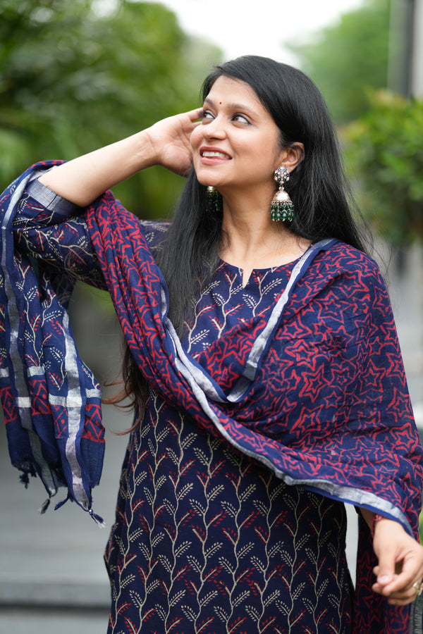 ✨ NayraaLinen Hand BlockPrinted Suit Set with lining