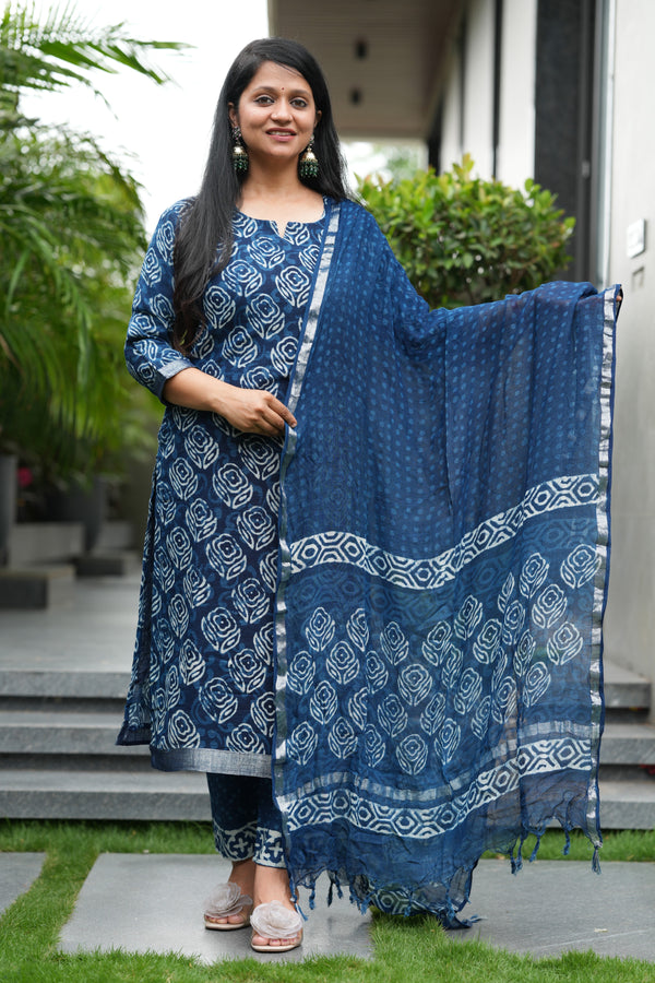 ✨ Tavisha Linen Hand BlockPrinted Suit Set with lining