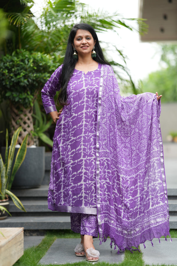 ✨ Aaradhya Linen Hand BlockPrinted Suit Set with lining