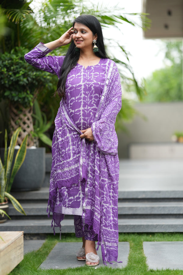 ✨ Aaradhya Linen Hand BlockPrinted Suit Set with lining