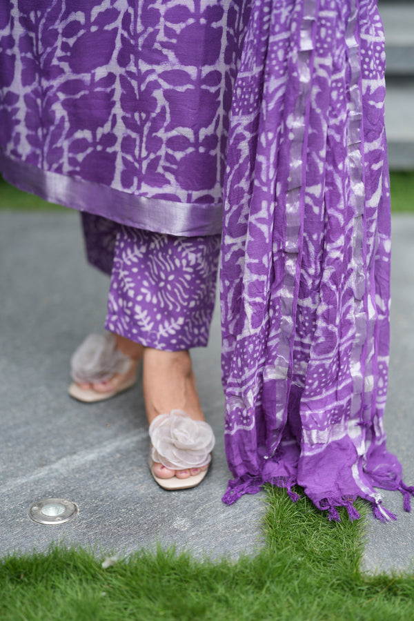 ✨ Aaradhya Linen Hand BlockPrinted Suit Set with lining