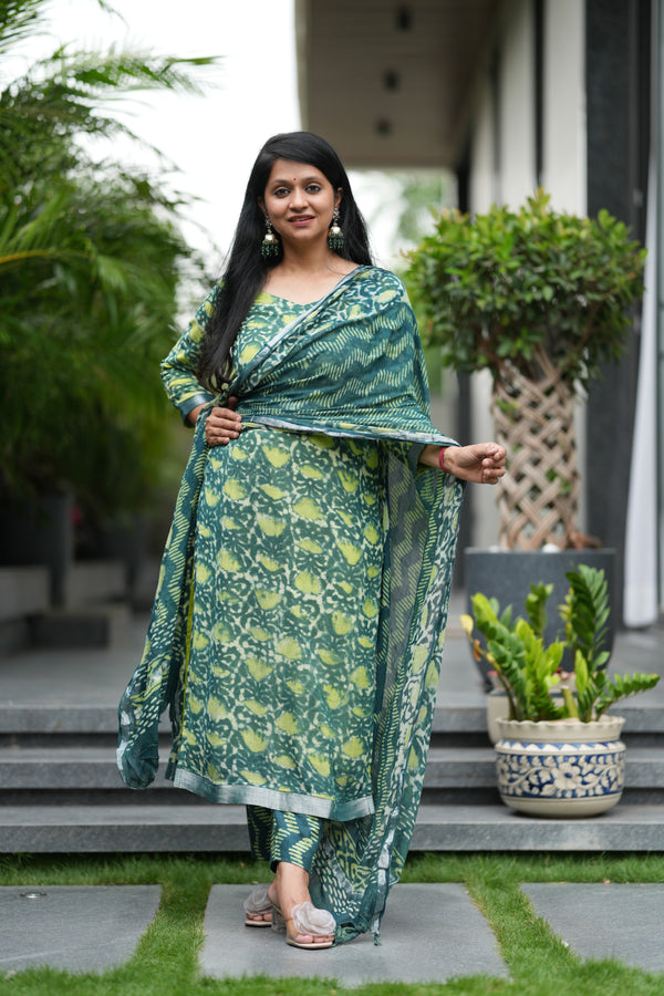 ✨ TanirikaLinen Hand BlockPrinted Suit Set with lining
