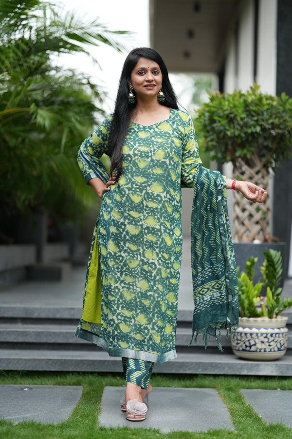✨ TanirikaLinen Hand BlockPrinted Suit Set with lining