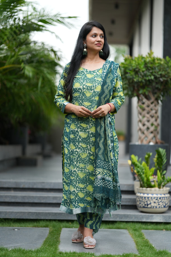 ✨ TanirikaLinen Hand BlockPrinted Suit Set with lining
