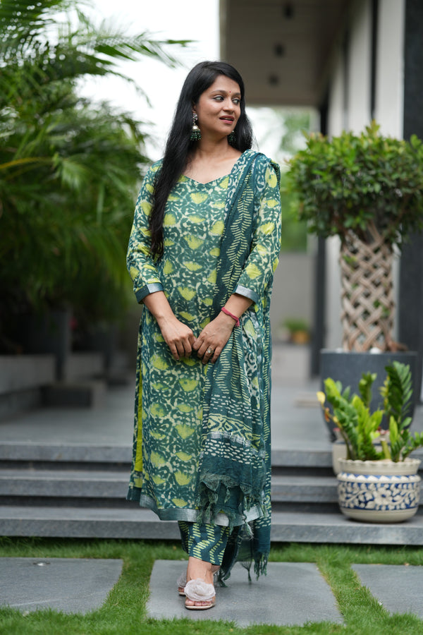 ✨ TanirikaLinen Hand BlockPrinted Suit Set with lining
