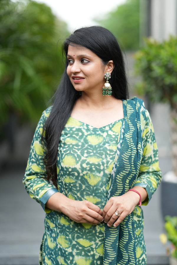 ✨ TanirikaLinen Hand BlockPrinted Suit Set with lining
