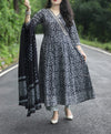 “Noor” Black Cotton Anarkali Set