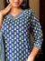 Indigo Bloom Kurta Set – Cotton Elegance with Striped Charm