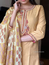 Mustard Blossom Embroidered Cotton Suit Set