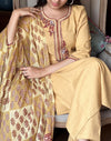 Mustard Blossom Embroidered Cotton Suit Set
