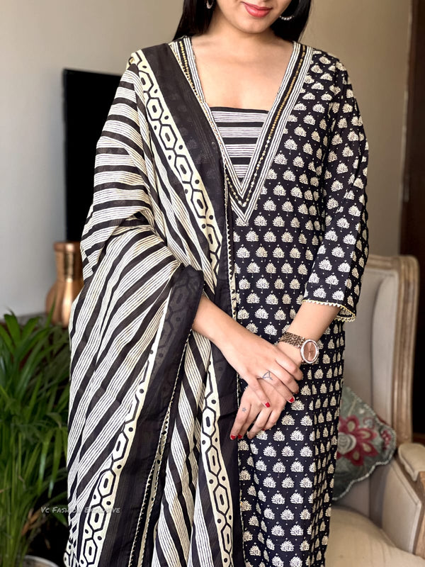 Midnight Aura Cotton Suit Set