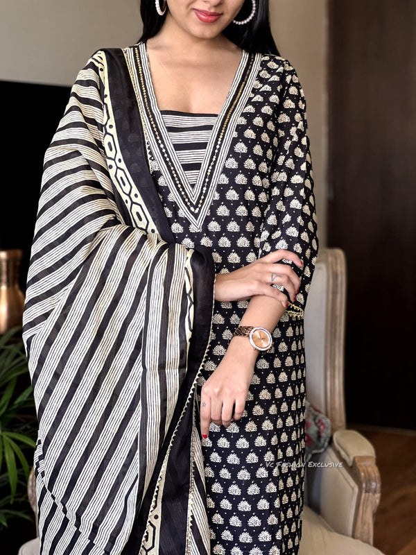 Midnight Aura Cotton Suit Set