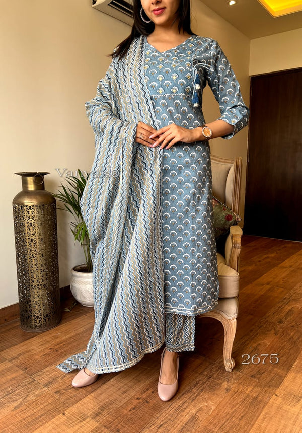 🔷 Azure Charm Cotton Suit Set