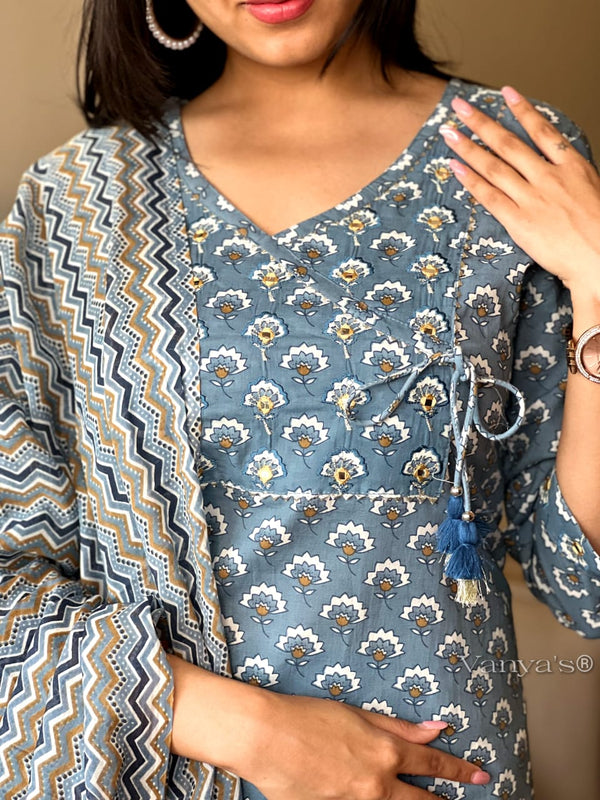 🔷 Azure Charm Cotton Suit Set